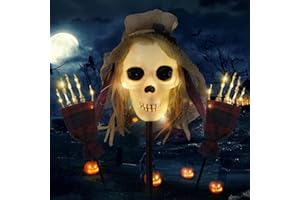 SUNNYPARK 3 Pcs Halloween Pathway Lights Outdoor, 30 LEDs Skull and Arms Stake Lights for Outdoor, Yard, Lawn, Garden, Patio Decorations