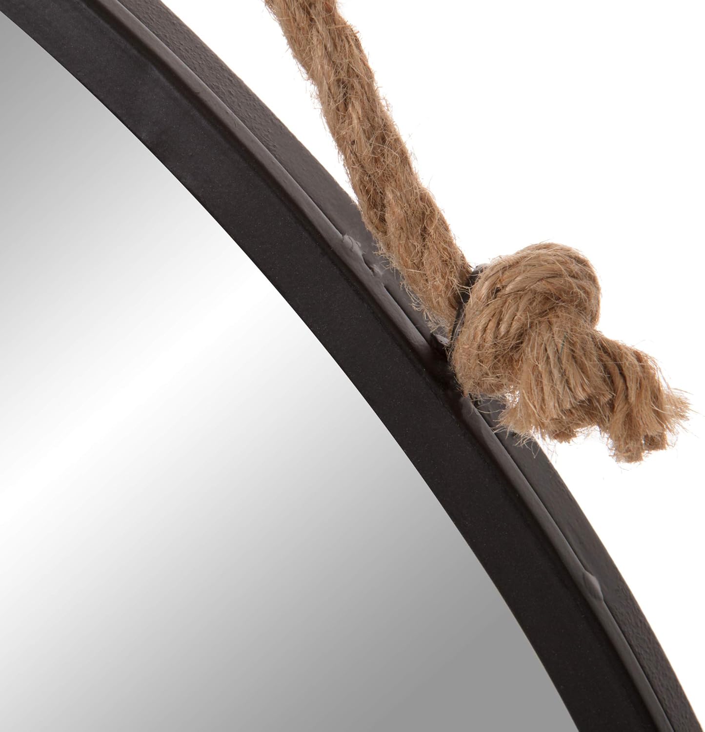Patton Wall Decor 24" Round Metal Hanging Rope and Antique Pully Wall Mounted Mirrors, Black: Home & Kitchen