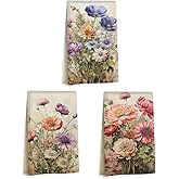 Jztco 3 Pcs Vintage Floral Kitchen Towels, Vibrant Decorative Absorbent Microfiber Dish Cloth Tea Towel, Durable Waffle Hand Towels for Farmhouse Home Bathroom, Housewarming Gifts for Women