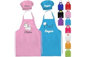 Personalized Kids Apron and Chef Hat Set Gift for Girls Boys Custom Kids Aprons with Name Adjustable Kitchen Cooking Child Ap