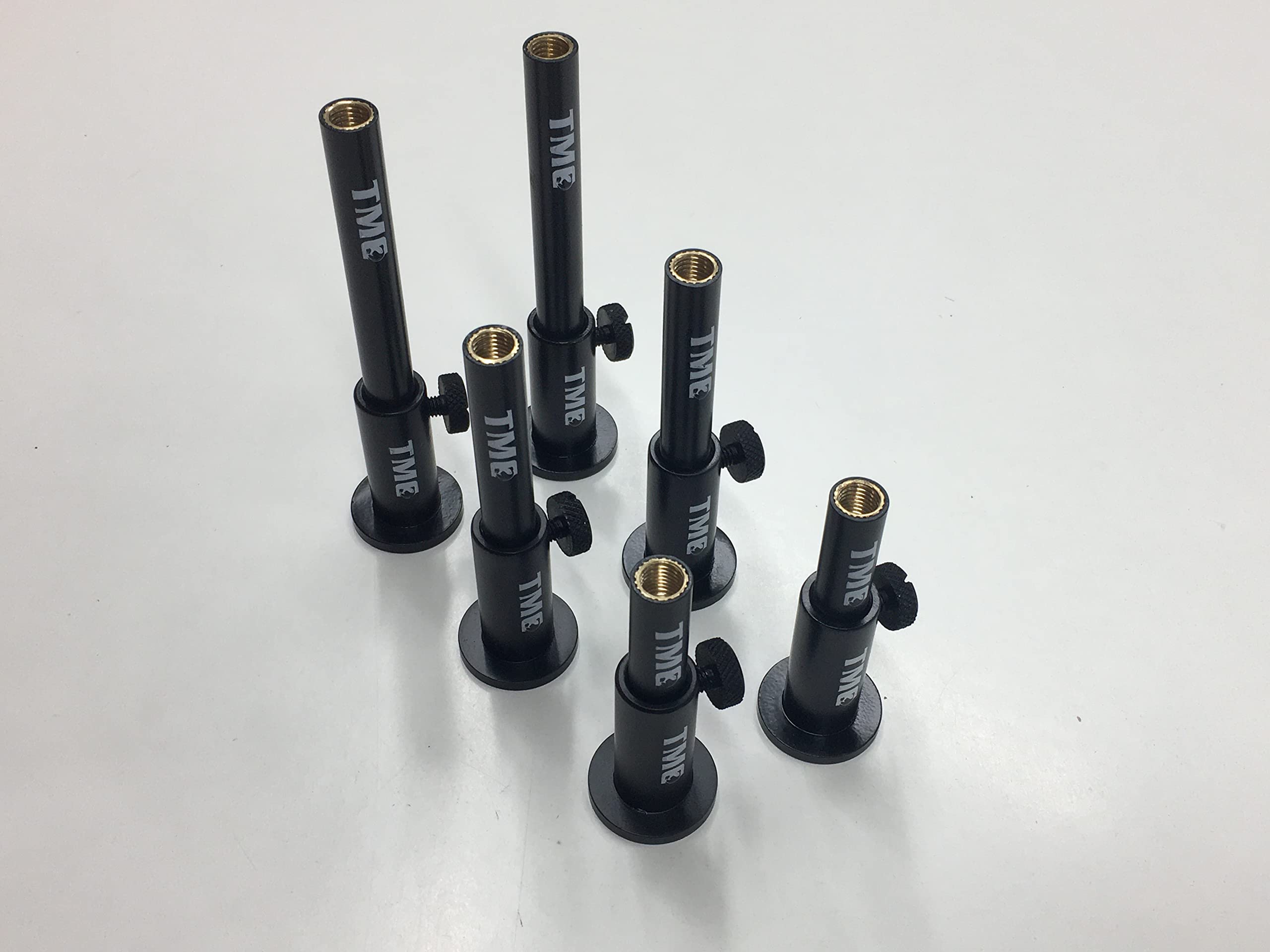 TMC 6 x Anodized Aluminium Stage stands with locking nuts, with 3", 4", 5" inserts