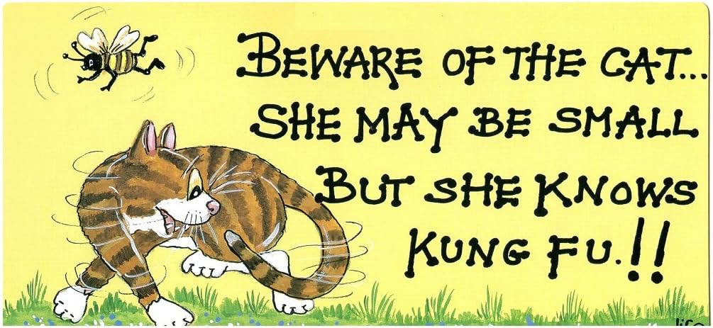 Pet Humorous Novelty Smiley Sign Hanging Wall Plaque- "BEWARE OF THE CAT..."
