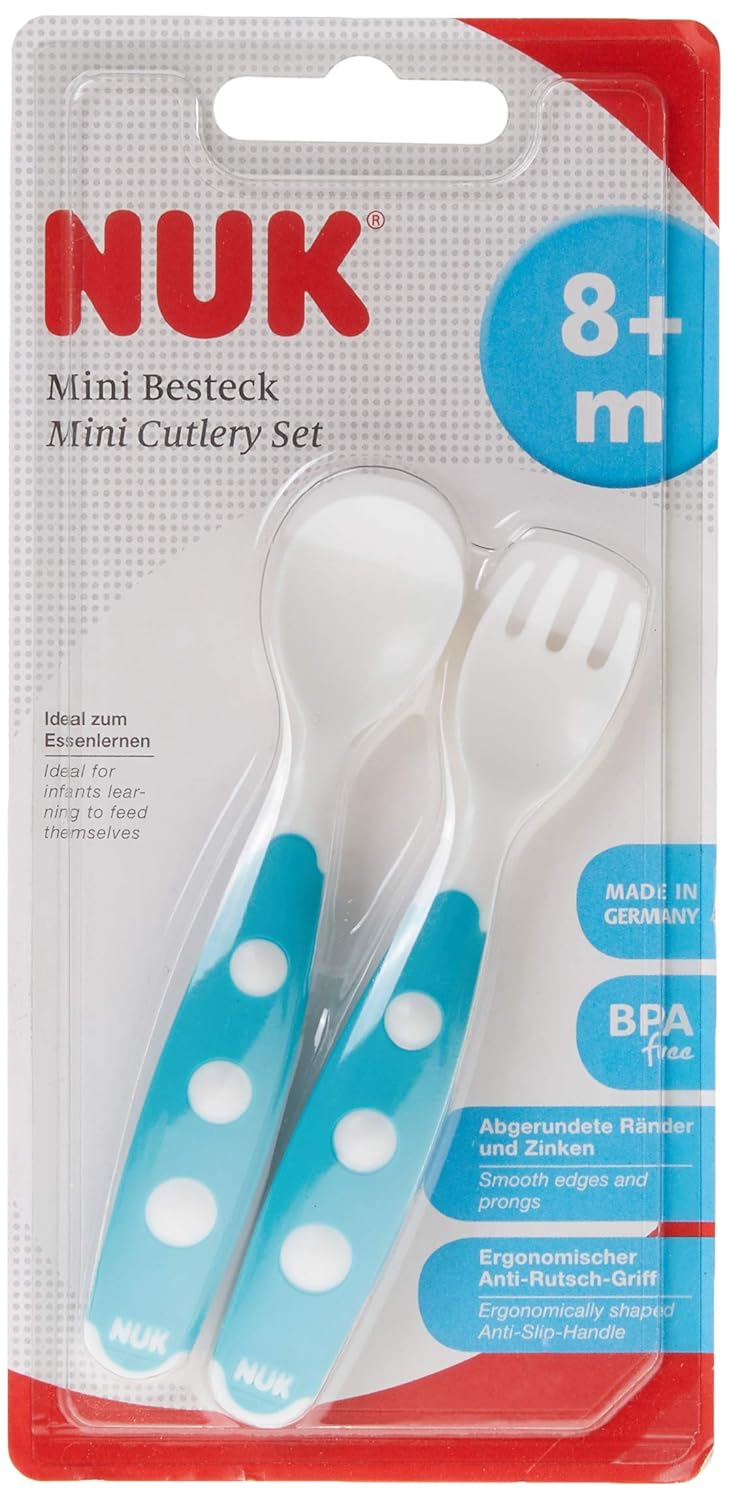 NUK 10255208 Easy Learning Mini-Besteck, Kunststoff, ideal zum Essenlernen, kindermundgerecht, BPA-frei, 2-teilig, petrol