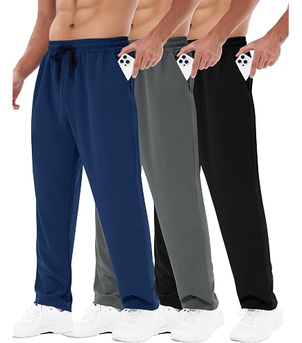 Amazon.com: Sweatpants for Men 3 Pack Wide Leg Joggers Pants