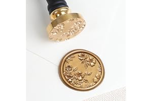 UNIQOOO Begonia Flowers Wax Seal Stamp - Floral Wax Seal Stamp Botanical Theme Vintage Brass Stamp Head with Wood Handle for Wedding Invitation Gift Wrap Envelopes Christmas Card