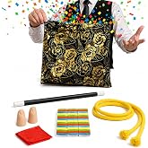 Xfunjoin Change Bag Magic Routine Set with Video Tutorial | Combines change bag, silk vanish, color-changing wand, rope trick and confetti finale in one guided stage routine.
