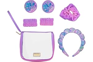 Lilly Pulitzer Self Care Kit, Spa Gift Set for Women with Spa Headband, 2 Face Wash Pads, 2 Wristbands, and Scrunchie, Secret Escape