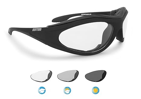 Bertoni Motorradbrille Photochrome Automatische Scheibentönung Antibeschlag – F125 Italy Selbsttönend Bikerbrillen