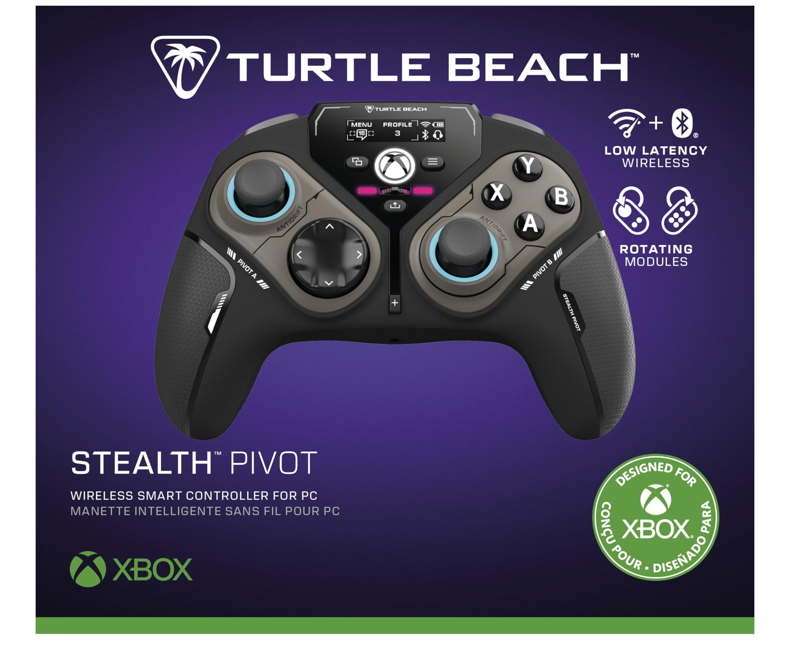 Turtle Beach Stealth Pivot kabelloser, Smarter Game-Controller – Windows PC, Xbox Series X|S, Xbox One – Drehmodule, Display-Dashboard, Hall-Effekt-Sticks, zuweisbare Tasten, Bluetooth 8