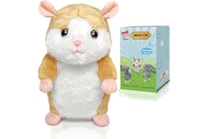 YH YUHUNG Interactive Talking Hamster Toy Repeats What You Say, Mimics Your Voice with High-Pitched Tone & Head Nodding, Soft, Durable Plush Hamster Stuffed Animal Repeating Toy for Kids