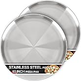 AWTBDP Pizza Pan 10 Inch Set of 2 for Oven, Non-Stick Stainless Steel Pizza Steel, Durable Non-Toxic Round Pizza Pans for Cookie Pizza Pie Cake, Dishwasher Safe & Easy Clean