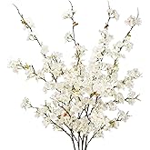 obbsie 4pcs Artificial Cherry Blossom Flower Branches, 39.4" Fake Silk Pink Cherry Blossom Tree Stems Faux Cherry Flowers Vas