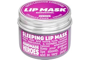HANDMADE HEROES 100% Natural Vegan Lip Butter Sleeping Lip Mask, Overnight Lip Moisturizer and Conditioner for Dry Lips Intensive Lip Balm and Lip Therapy Skin Care with Mango butter (Bakuchiol - Collagen Boosting)