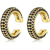 Ear Cuffs for Women - CZ Paved Hoop Conch Cuff Earrings for Men - Sparkle Rhinestones 18K Gold Plated Clip On Wrap Earrings Non Pierced