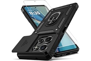 YZOK for Moto G Power 5G 2025 Case,with Camera Lens Cover HD Screen Protector,[Military Grade] Car Mount Kickstand Shockproof Protective Case for Motorola G Power 5G 2025, Black