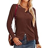 GRACE KARIN Women's Long Sleeve Button Down Crew Neck Classic Sweater Knit Cardigan