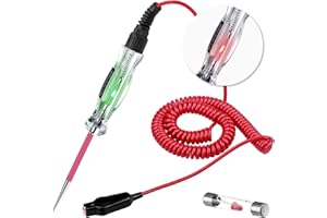 WINAMOO Dual Color LED Bulb Automotive Circuit Tester, 6-24V Test Light with 135 Inch PU Extended Spring Wire, Sharp Stainless Steel Probe Vehicle Circuits Low DC Voltage Auto Light Tester
