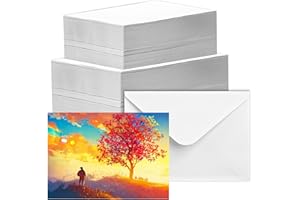 COFEETBO 100 Pcs Blank Watercolor Cards with Envelopes Set, 140lb Heavyweight Pure Cotton Watercolor Postcards Foldable 4 x 6 Inch Watercolor Greeting Cards for Kids Art Painting Wedding Invitation