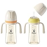 Piifur Sippy Cups for Toddlers 1-3 No Spill Straw with Handle Water Bottle 2 Pack 10 Ounce