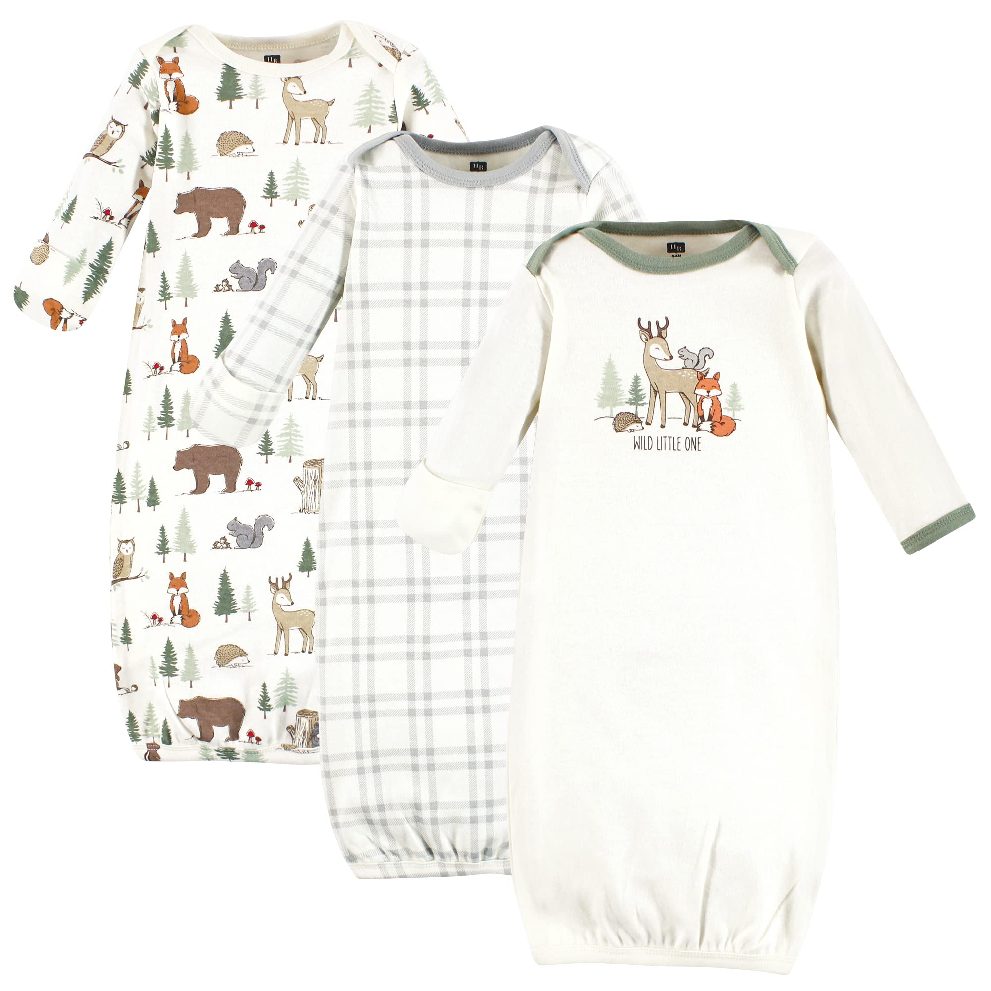 Photo 1 of Hudson Baby Unisex Baby Cotton Gowns, Forest Animals, 0-6 Months