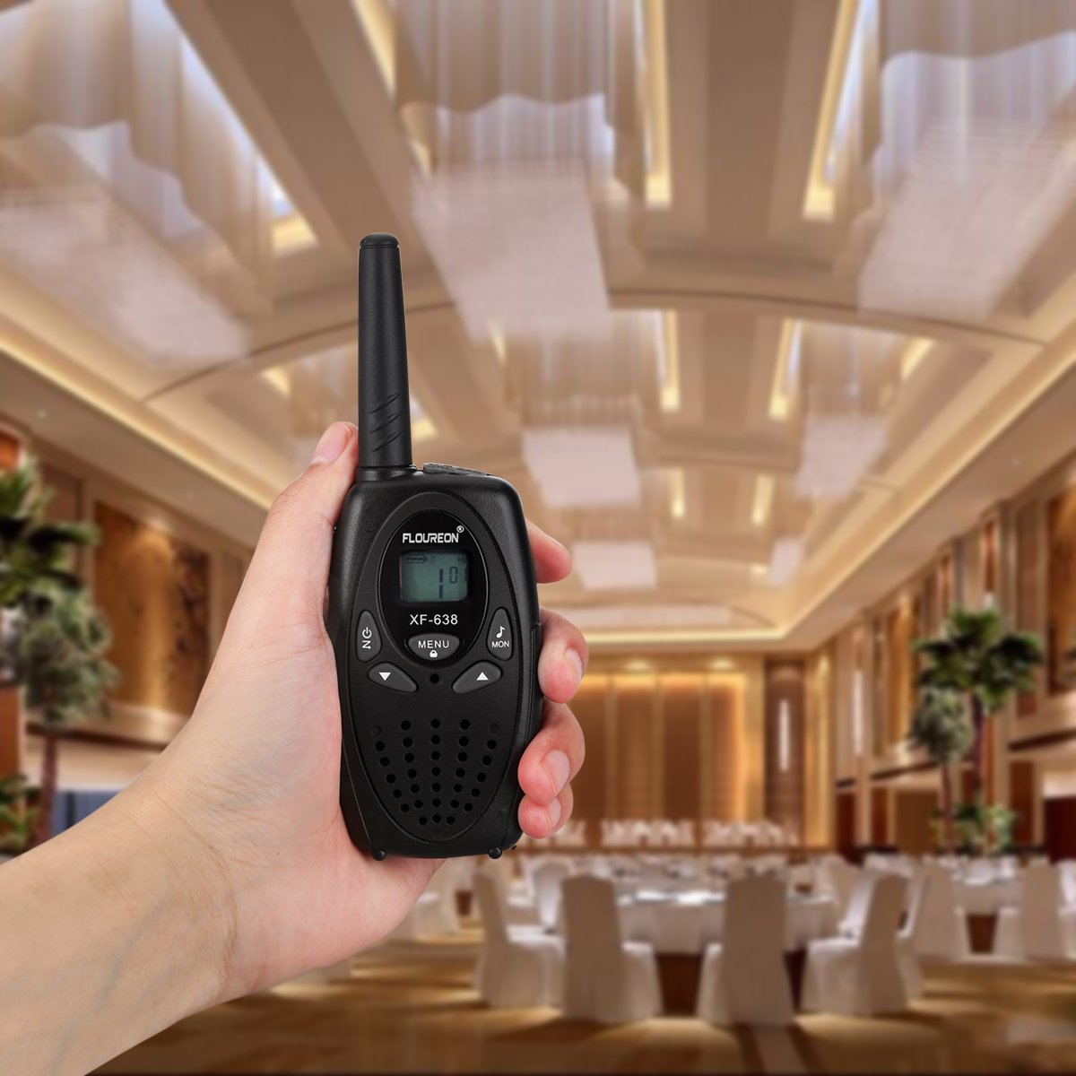 FLOUREON 4X PMR Funkgerät Walkie Talkies 8 Kanäle Walki Talki 2-Wege Radio mit LC-Display Schwarz