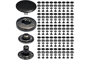 MEGOTO 15mm 831# Snap Fastener Stainless Steel Poppers Press Stud Cap Button for Bag Coats Marine Clothes Jackets Jeans Braccelets Gunmetal Black (45sets No Tools)