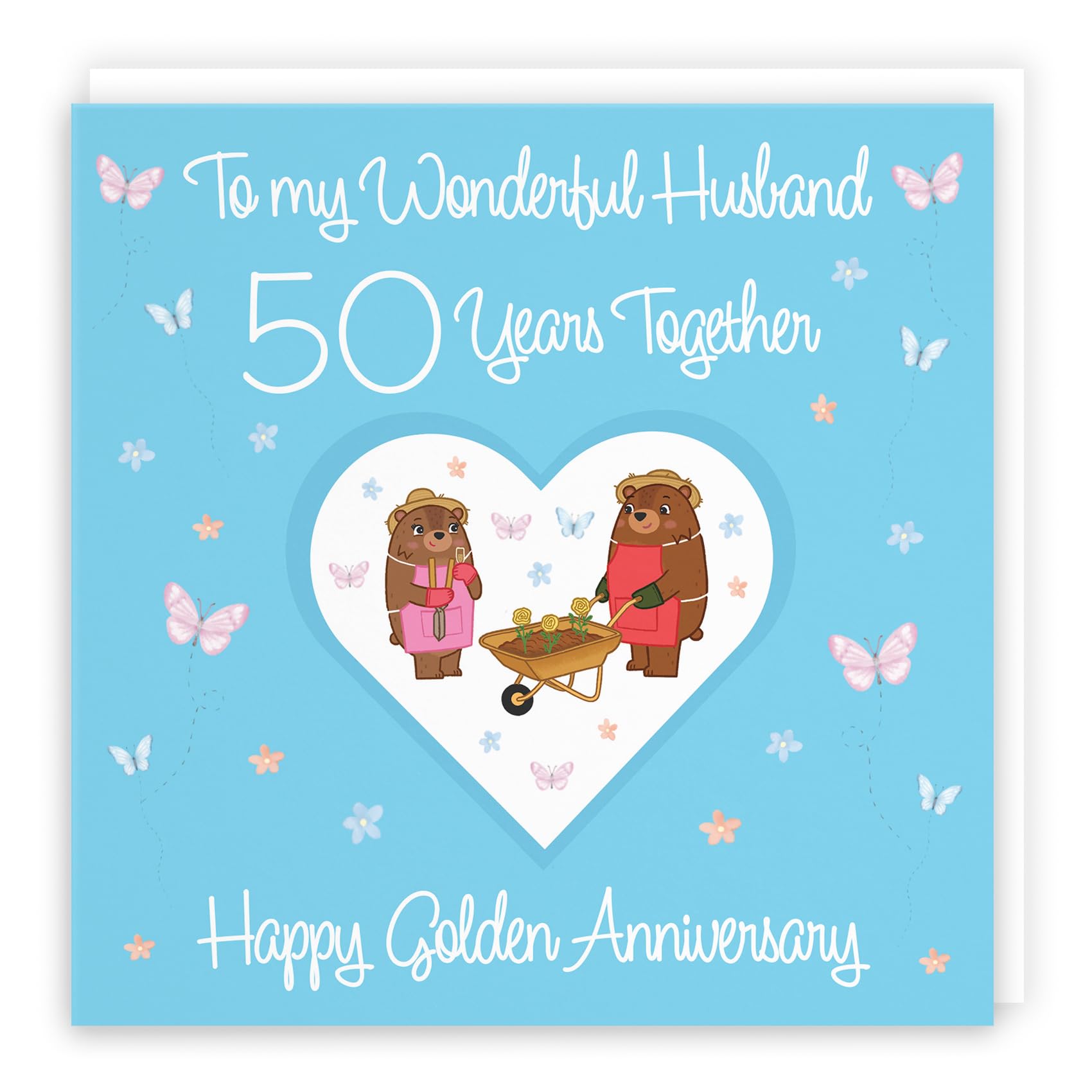 Hunts England - Husband 50th Anniversary Card - 50 Years - Golden Anniversary - Romantic Meadows - Fun Card - 50th Anniversary Card For Husband — image 1