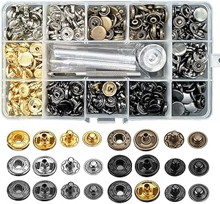 120Sets Druckknopf Set, BALFER Kupfer Druckknöpfe Metall Bronze Kleidung Snaps Taste mit Fixierwerkzeug Kit für Leder Handwerk Jacke Brieftasche Handtasche (6 Farben, 12 mm)