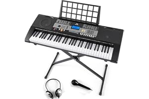 MUSTAR 61 Key Piano Keyboard, Touch Sensitive Keyboard Piano for Beginners, Electric Keyboards Piano with Stand, LCD Display,