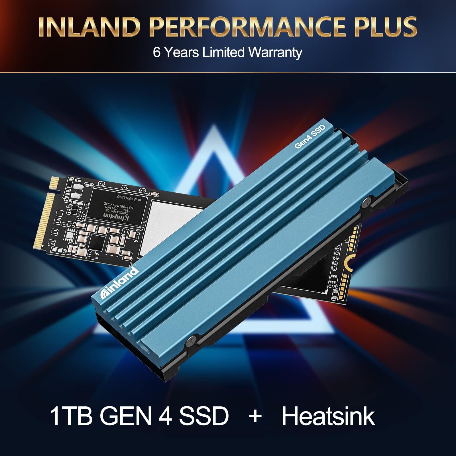 INLAND 1TB Gaming Performance Plus NVMe Internal Gaming SSD Solid State Drive with Heatsink Optimized for PS5 - Gen4 PCIe, M.2 2280, DRAM Cache, 176-Layer TLC 3D NAND Flash, Up to 7000MB/s