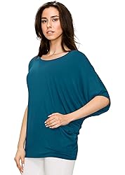 LL WT1073 Womens Scoop Neck Half Sleeve Batwing