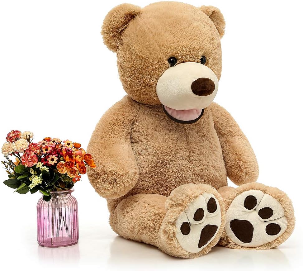 MaoGoLan Giant Teddy Bears Large Plush Stuffed Animals Toy with Footprints Big Teddy Bear for Girlfriend Children 39 Inch,Light Brown: Toys & Games