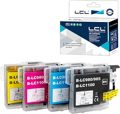 LCL LC1100 Ink Cartridge 4 Pack for Brother DCP-J140W MFC-J270W J415W KCMY