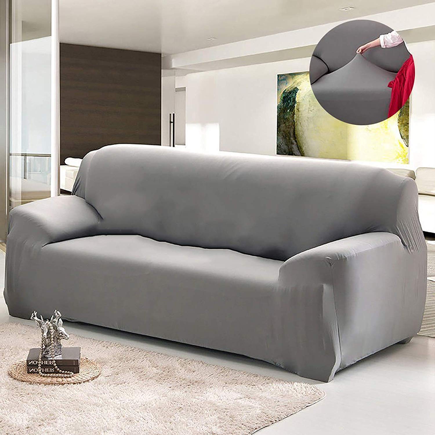 house of quirk universal sofa cover big elasticity cover for couch flexible stretch sofa slipcover grey triple seater 185 230 cm