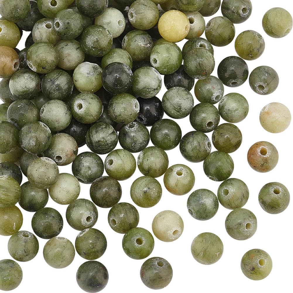 OLYCRAFT 116pcs 6mm Green Jade Round Beads for DIY Bracelet Necklace Earrings Jewelry Making