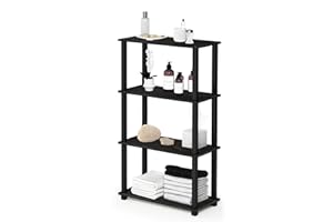 Furinno Turn-N-Tube 4-Tier Multipurpose Shelf Display Rack, Square Tube, Espresso/Black