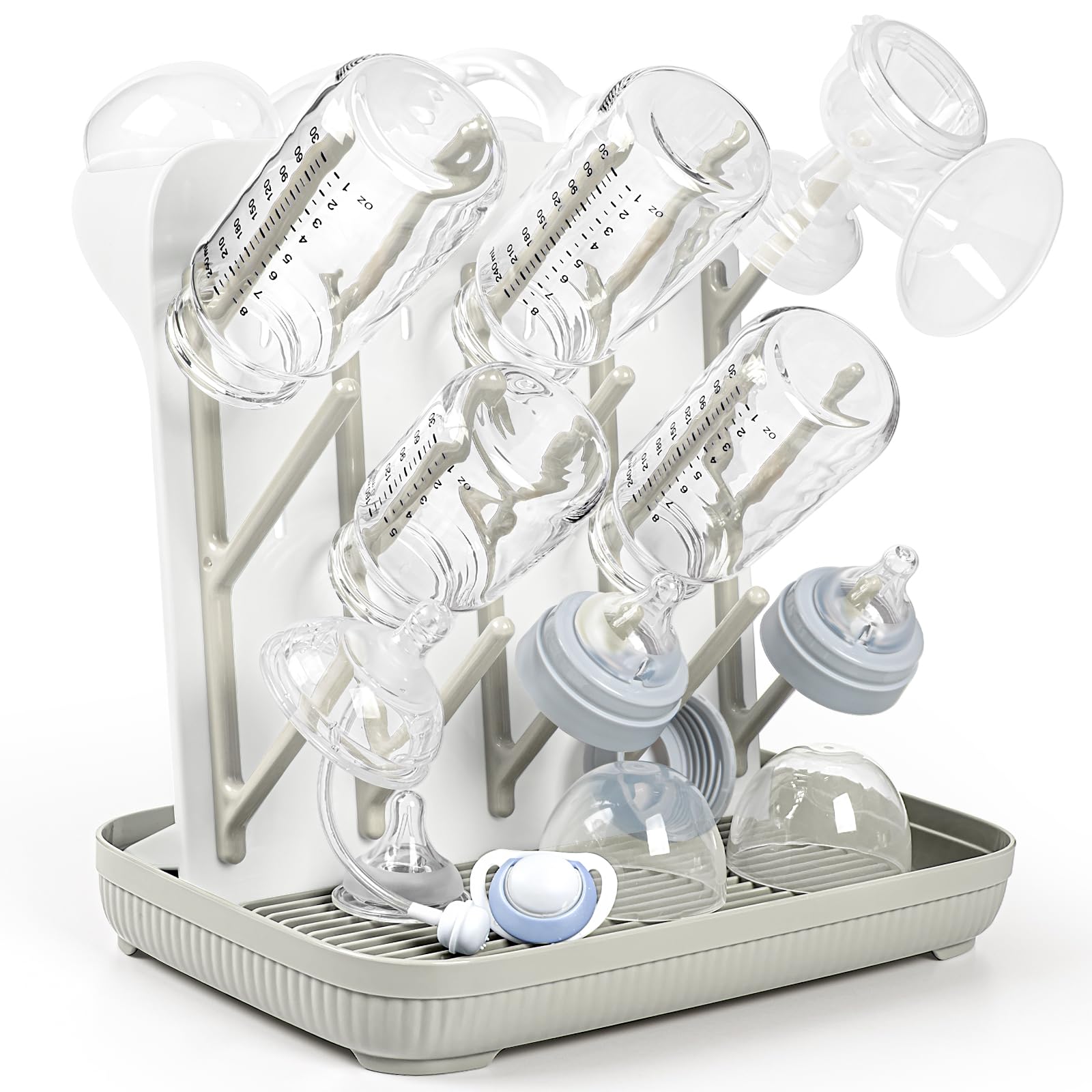 Photo 1 of Termichy Baby Bottle Drying Rack: Large Vertical Bottle Dryer Rack Holder - Space Saving Standing Drying Rack for Baby Bottles and Pump Part Cleaning (Khaki)
