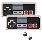 KIWITATA 2X Wireless Nes USB Controller for PC Gamings, 2.4ghz Wireless USB Remote N-E-S Emulated Game Pad Controller for Windows XP 7 8 11 &amp; MAC &amp; Retropie