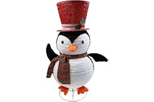 GHYKL Lighted Christmas Tinsel Penguin, Pop Up Outdoor Christmas Holiday Decoration, 30Inch Light Up Penguin with LED Lights for Indoor Outdoor Xmas Holiday Garden Yard Lawn Decor