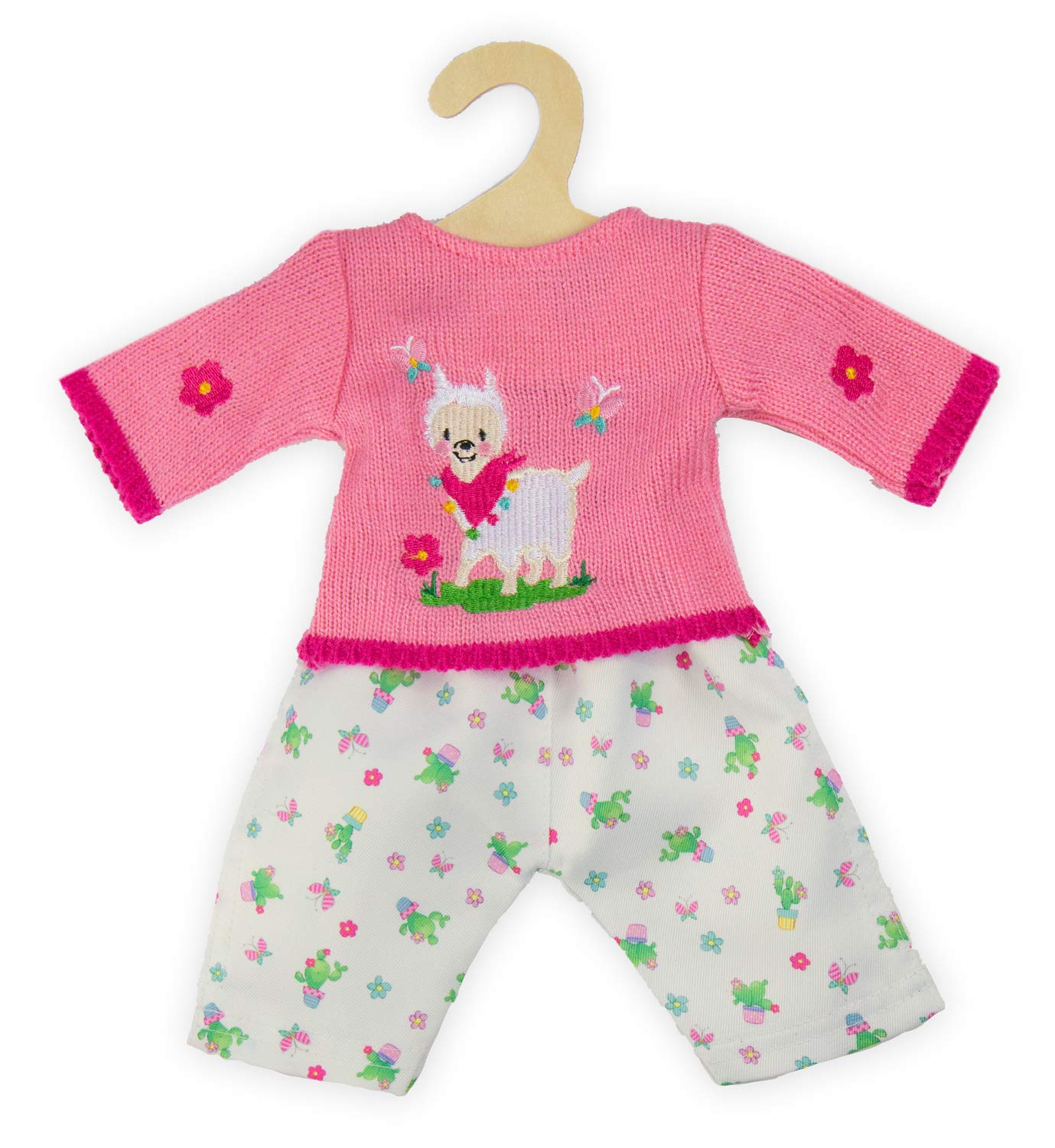 Heless 1935 - Clothing Set for Dolls with Alpaca Oskar Design, 2 Pieces with Jumper and Trousers, Size 28-35 cm