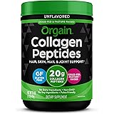 Orgain Hydrolyzed Collagen Powder, 20g Grass Fed Collagen Peptides, Unflavored - Hair, Skin, Nail, & Joint Support Supplement