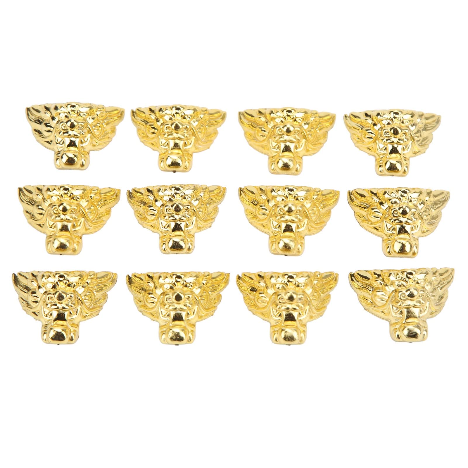 Cyrank Antique Gold Box Legs, 12pcs Wood Case Jewelry Chest Storage Box Feet Corner Protector Plastic Box Legs Feet Table Leg Corner Protector Furniture Table Legs for Embossing Wood Case Decor