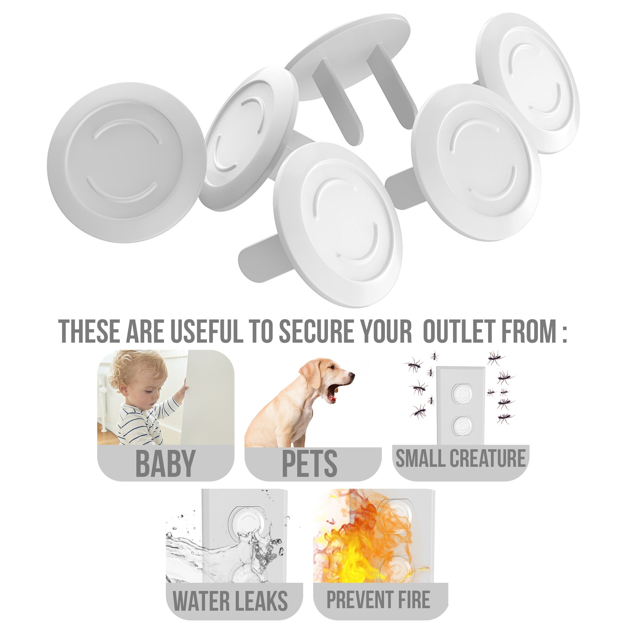 40 Pack Outlet Plugs Covers [PROTECT YOUR CHILD] Child Proof - Best Safety Electrical Power Socket Plug Wall Cover Protector - Plastic Baby Proofing Caps [PERFECT FIT] White (40 Pack)