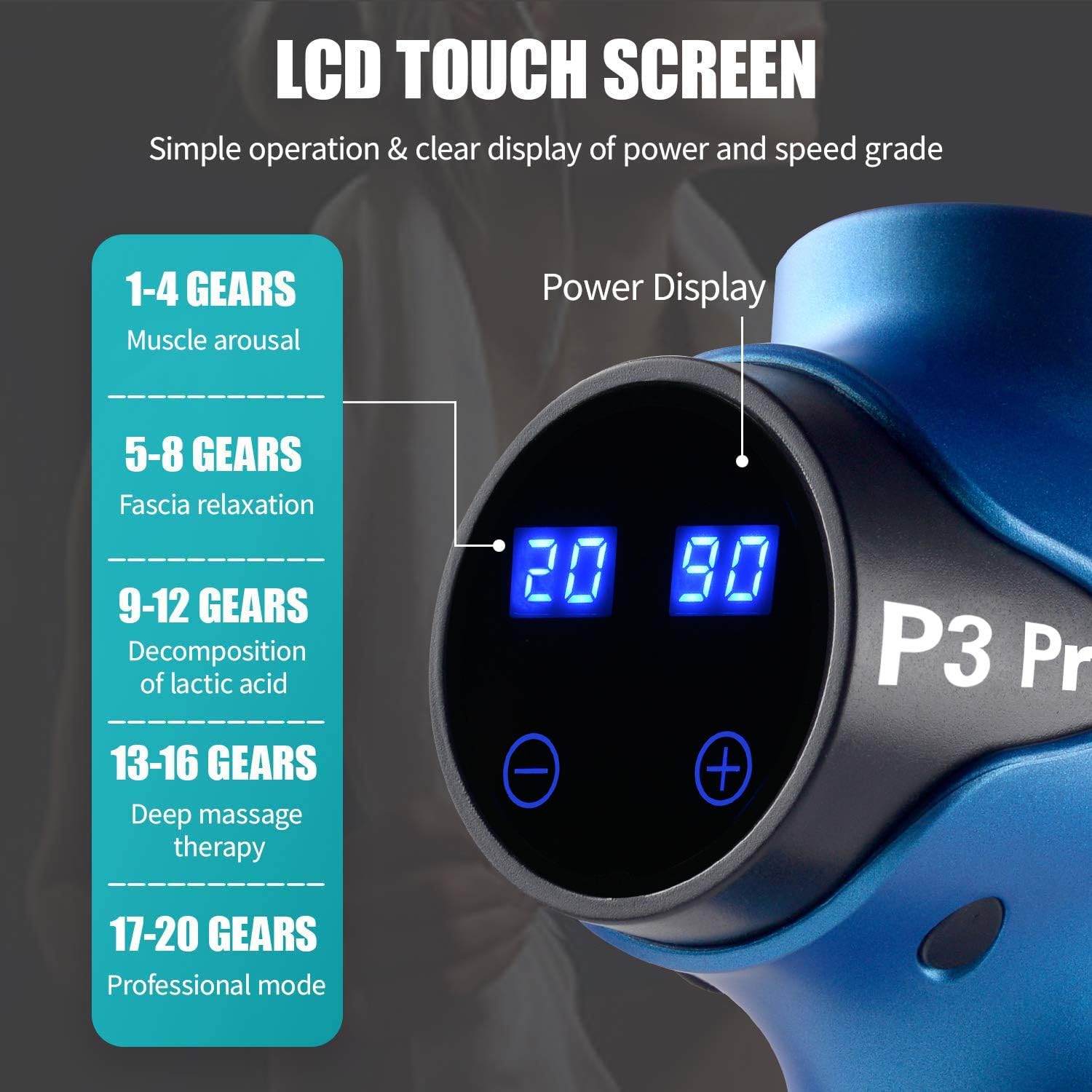 Massage Gun Deep Tissue Percussion Muscle Massager for Pain Relief, Handheld Electric Body Massager Sports Drill Portable Super Quiet Brushless Motor,20Speeds Percussion Massage P3 Pro: Health & Personal Care
