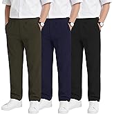 LessonZoo 3 Pack Boys' School Uniform Pants Corduroy Pull-on Sweatpants Straight Leg Elastic Waist Joggers with Pockets
