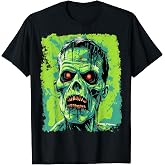 Green Zombie Undead Pop Art T-Shirt, Men, Black, Small