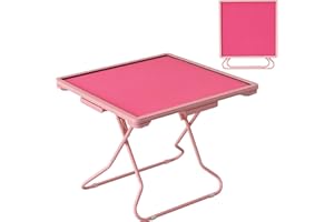 MJTABLE Metal Mahjong Table, Square Folding Card Table with 4 Drawers and 4 Cup Holders, Portable Domino Table with Metal Frame and Mute Desktop, Better Gaming Experience