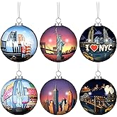 Soulchen 6 Pcs Christmas New York Ornament Ball 2.76 Inch for Christmas Tree Decoration Xmas Gift Holiday Decorative Present