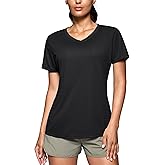 SANTINY Women's V Neck Short Sleeve Shirts Uv Protectioin Moisture Wicking Hiking Workout Athletic T Shirts for Women