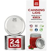 FORJARS - Wide Mouth Canning Lids, 24-Pack &ndash; Create Airtight Seals on Mason Jars to Preserve Food for Meal Prep &amp; Emergency Food Storage &ndash; 3.4 In. Metal Lids with Silicone Seals &ndash; Canning Supplies